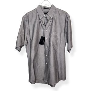 NWT Ultra Club Mens Short Sleeve Button Front Gray Shirt Size Large Wrinkle Free